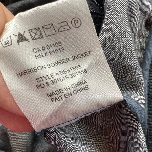 Robert Barakett Harrison Bomber Jacket Cotton Linen Blend Navy Blue Size XL - Picture 12 of 15